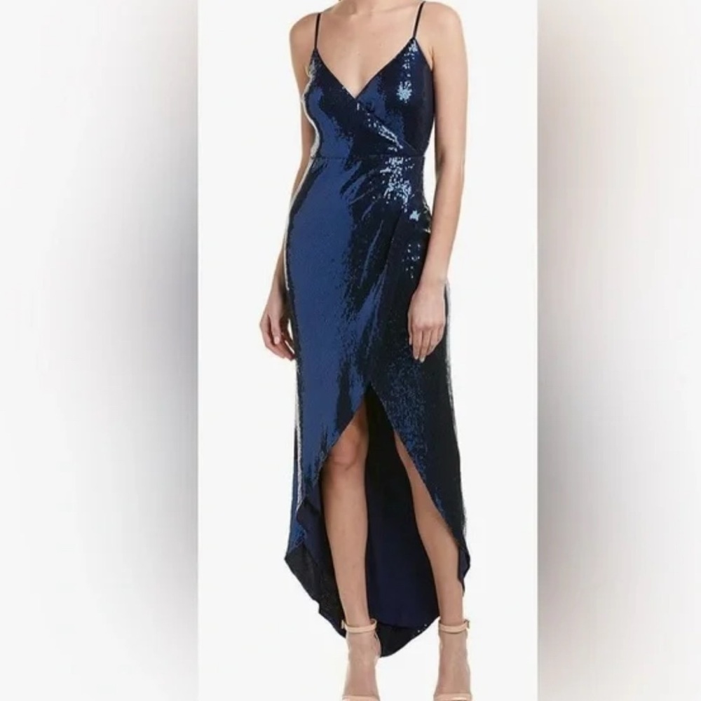 Nicole Miller Collection Blue Sequin Formal Evening Party Dress Womens Sz 12